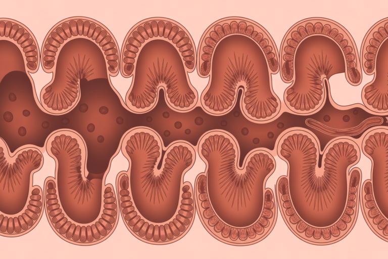 Close-up view of intestinal villi and microvilli increasing nutrient absorption surface area