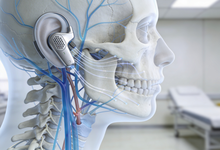 Non-invasive vagus nerve stimulation device applied at the ear